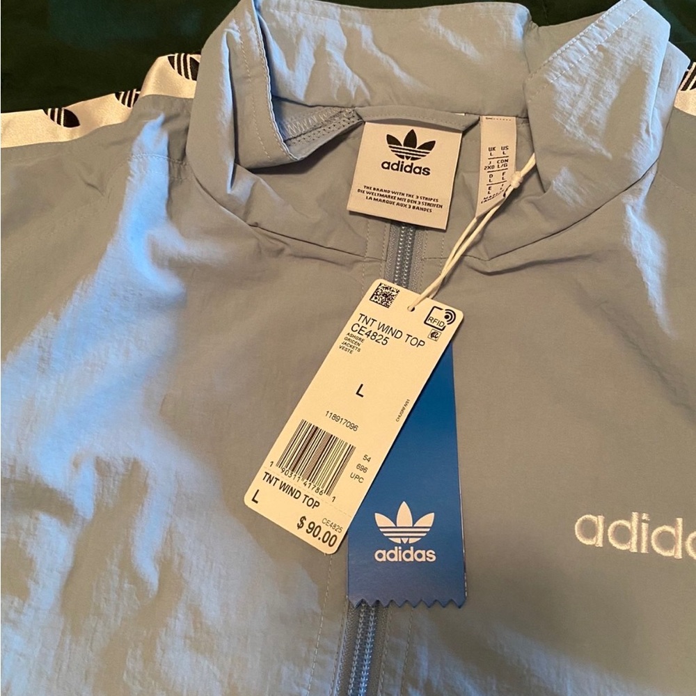 adidas TNT Wind Top Jacket CE4825 Ash Green NWT - Large - Picture 2 of 3